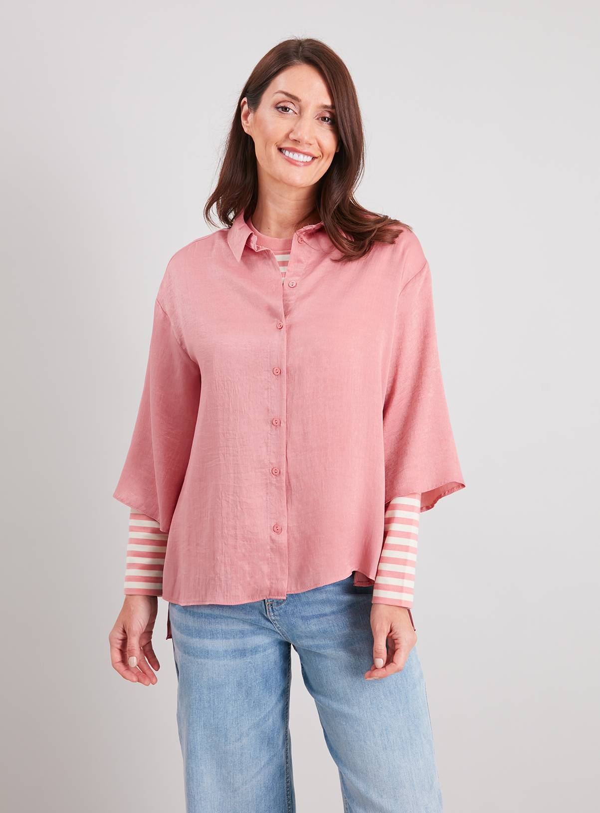 SKU: OCT G3 SATIN OVERSIZED SATIN SHIRT:Pink:20 - Image 1