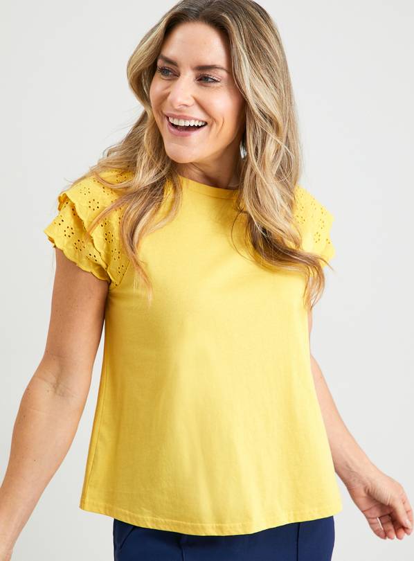 Yellow best sale broderie top