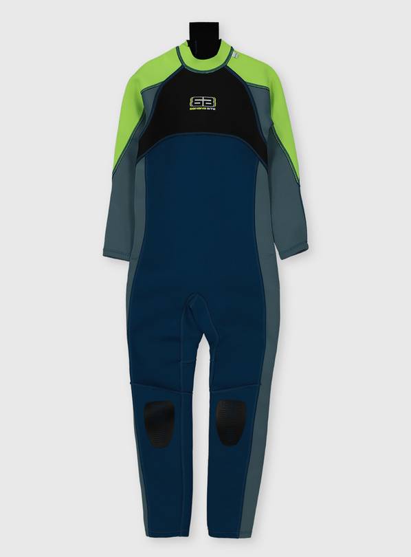 Kids' Blue & Green Colour Block Wetsuit 7-8 years
