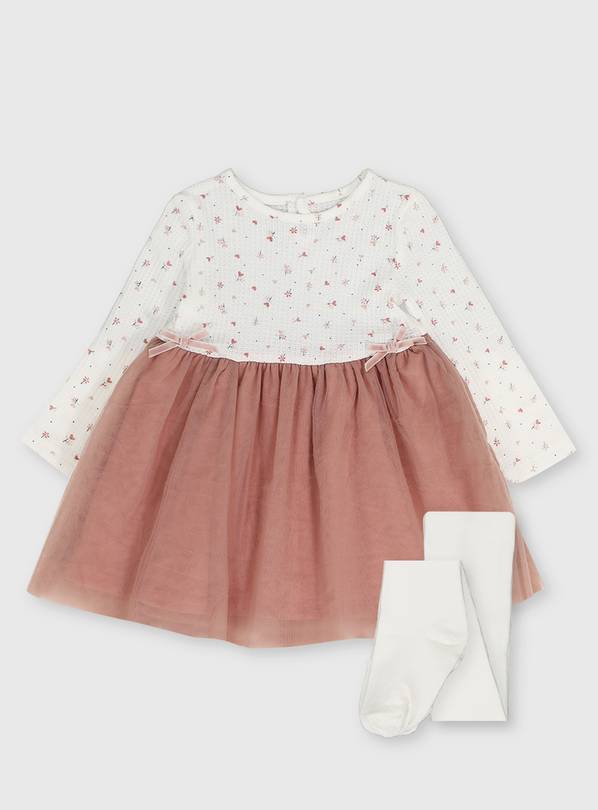 Buy White & Pink Twofer Tulle Dress & Tights 1824 months Dresses