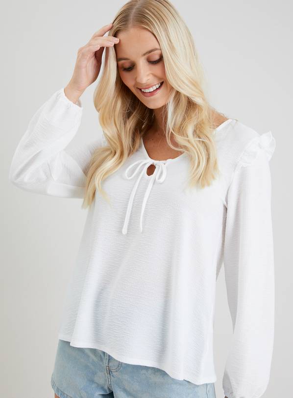 White frill shoulder top new arrivals