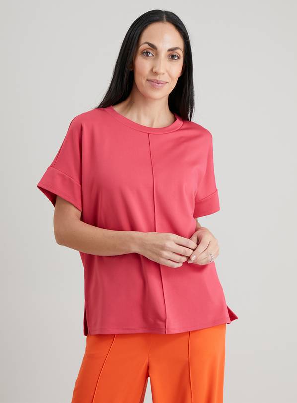Pink Relaxed Fit Ponte T-Shirt - 8