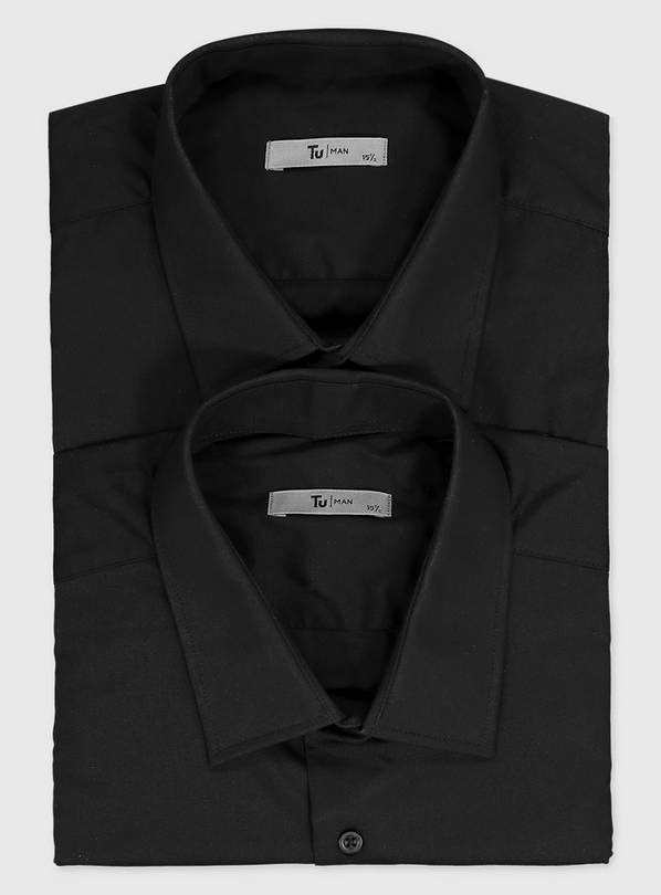 Black Regular Fit Shirts 2 Pack - 21