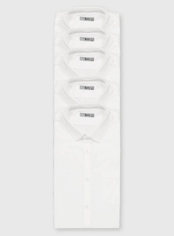 White Regular Fit Short Sleeve Shirt 5 Pack 14