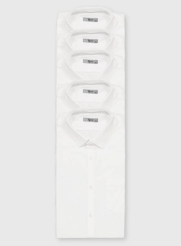 White Regular Fit Short Sleeve Shirt 5 Pack 14.5