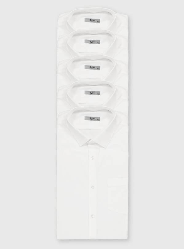 White Slim Fit Long Sleeve Shirt 5 Pack 14