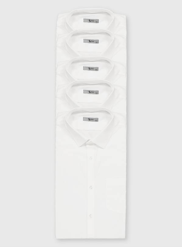 White Slim Fit Short Sleeve Shirt 5 Pack - 15.5