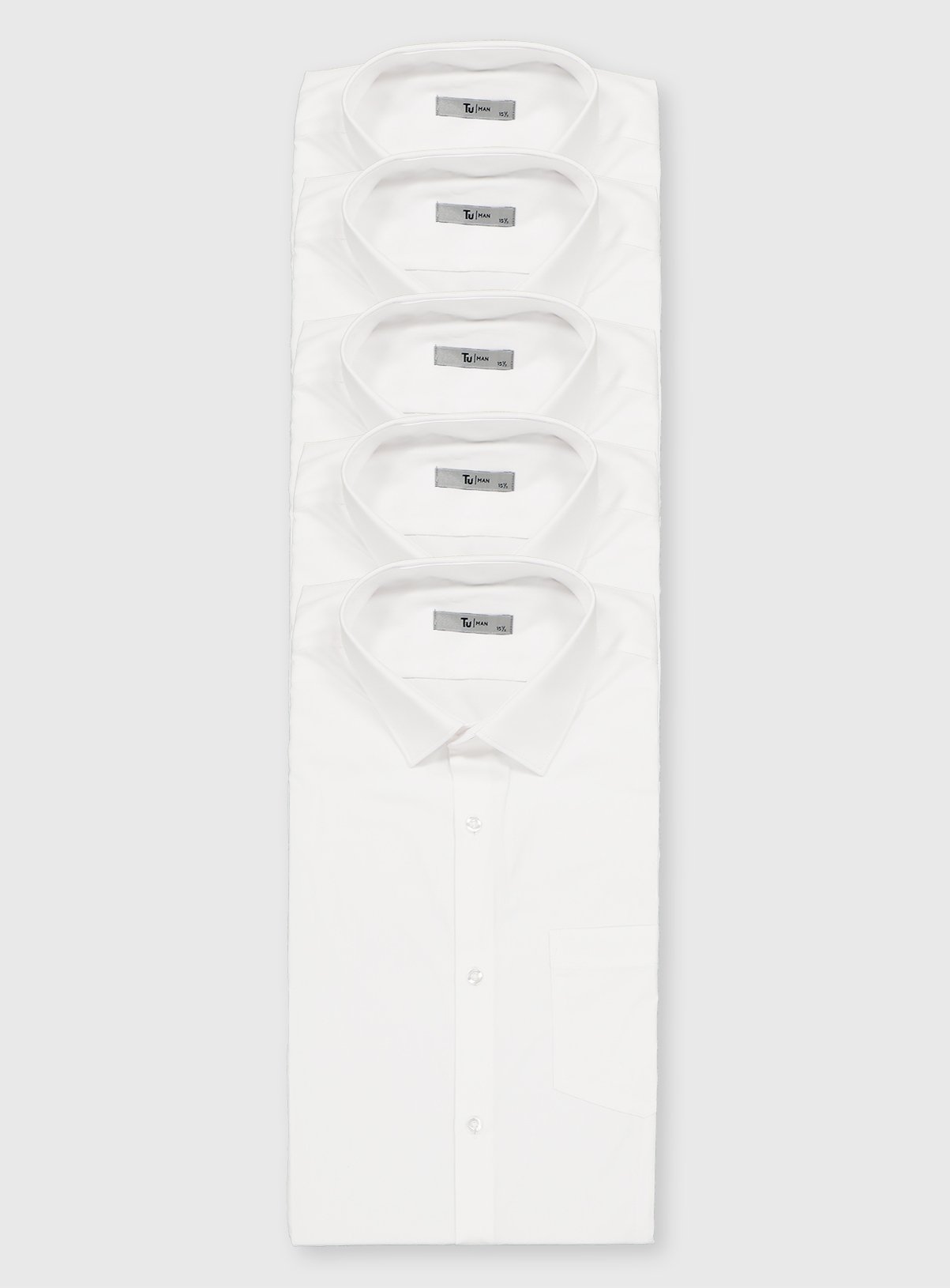 Men's White Slim Fit Short Sleeve Shirt 5 Pack