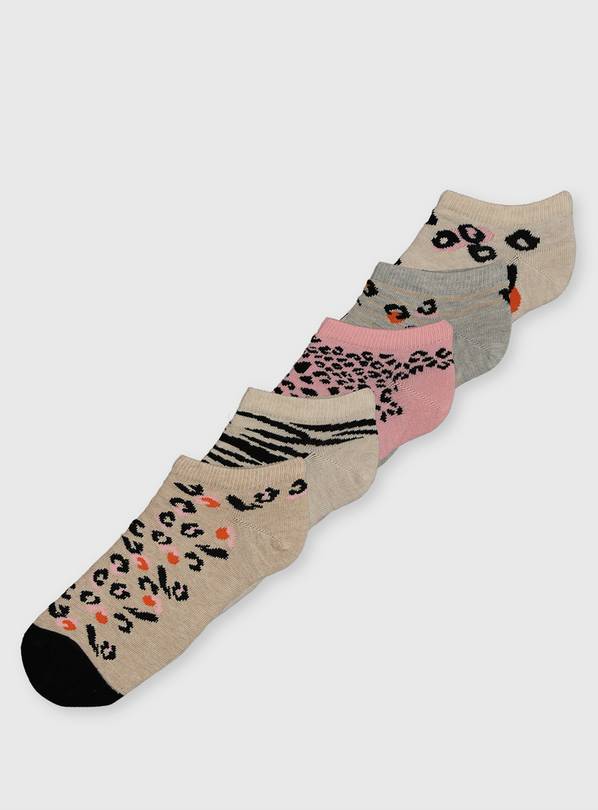 Buy Animal Print Trainer Socks 5 Pack - 4-8 | Socks | Argos