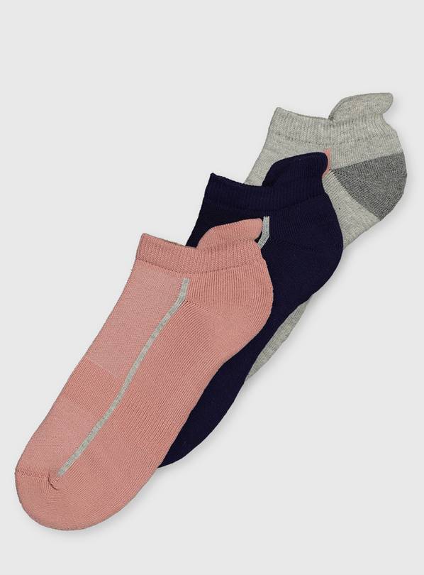 Active Black, Pink, Grey Trainer Sock 3 Pack - 4-8