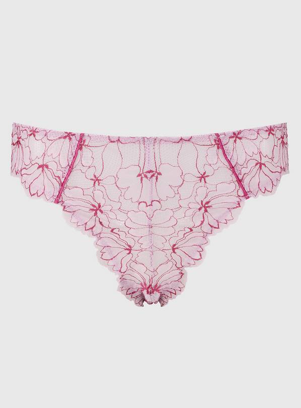 Lingerie, DD+ Sheer Floral Lace Brazilian Knickers