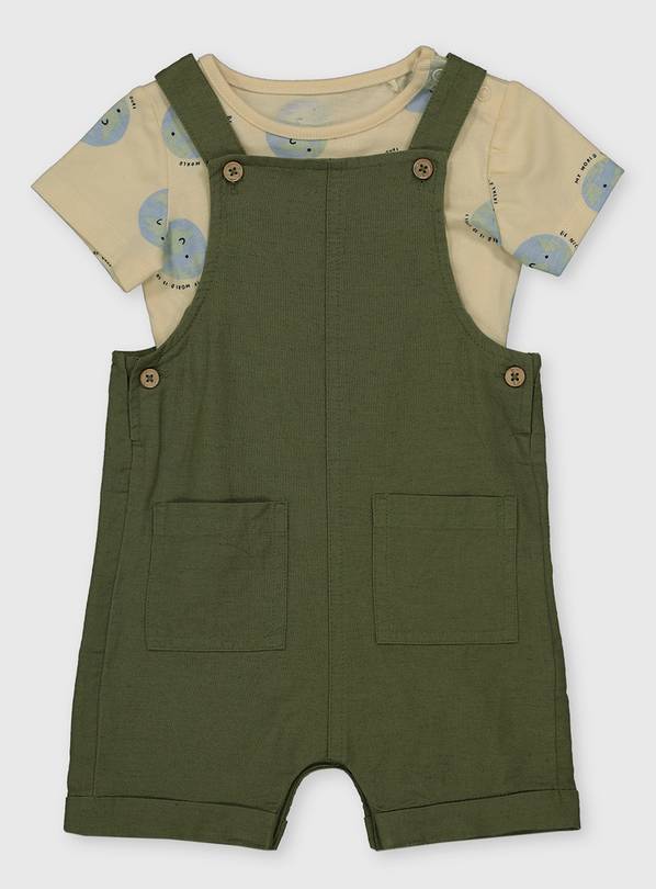 Khaki Bibshorts & Bodysuit - 2-3 years