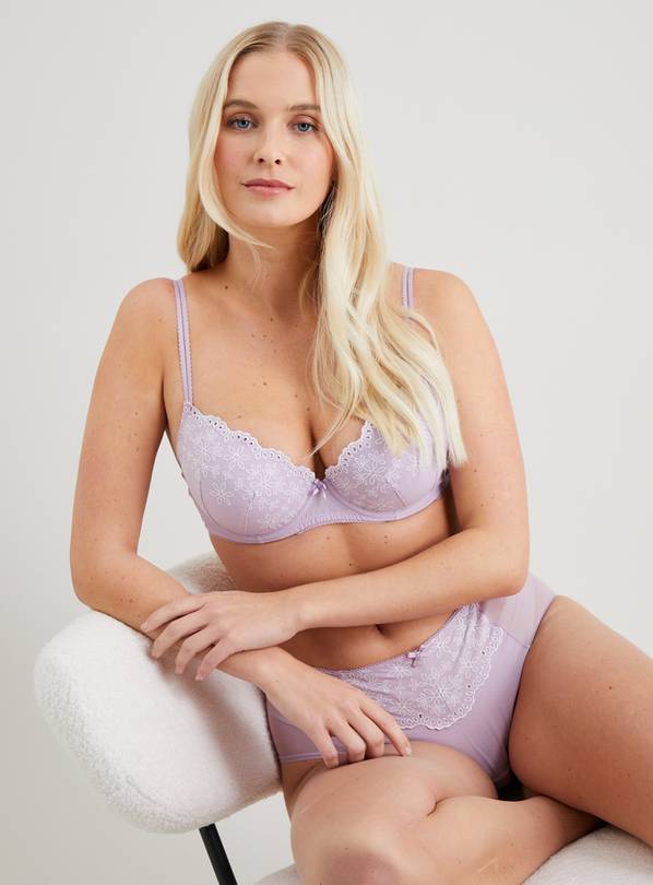 Buy AGG Lilac Broderie Full Cup Padded Bra 34GG Bras Argos