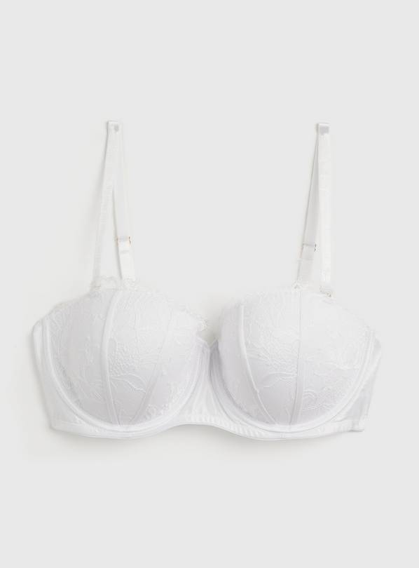 A-GG Boudoir Collection White Satin Eyelash Lace Bra - 42GG