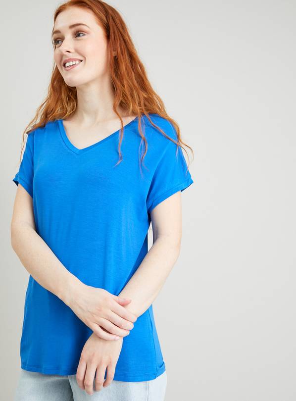 Blue Relaxed Fit V-Neck T-Shirt - 8