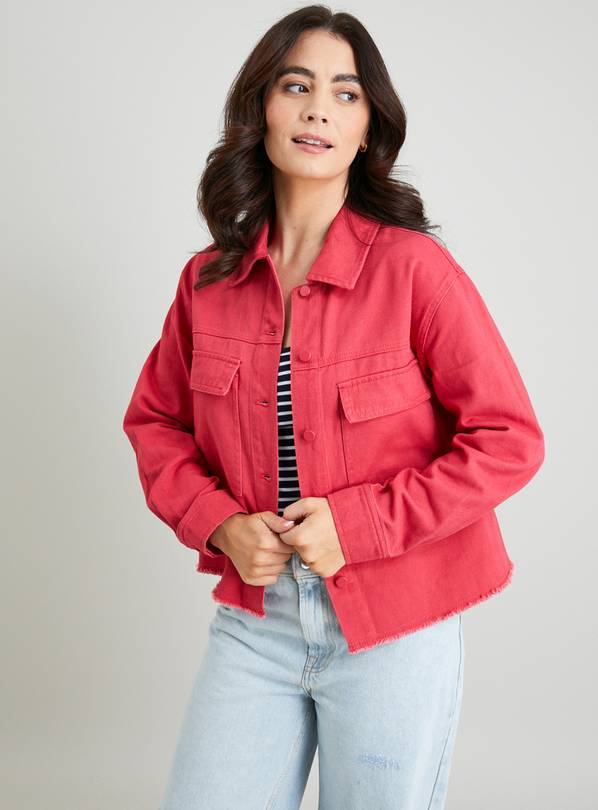 Buy Pink Raw Hem Denim Jacket - 18 | Coats | Argos