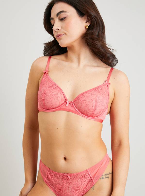Lace Padded Plunge Wired Bra A-E