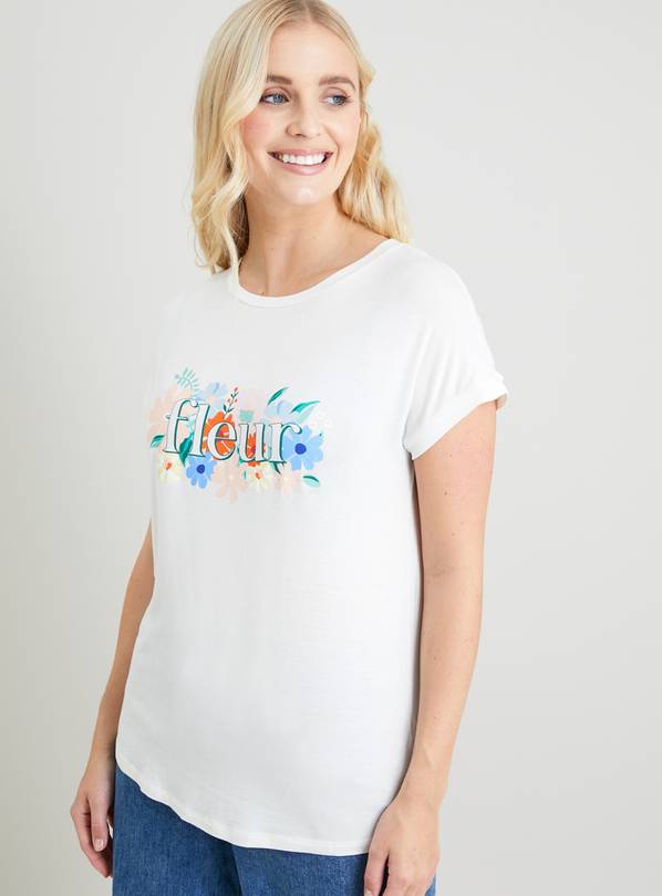 Cream Fleur Relaxed Fit T-Shirt - 8