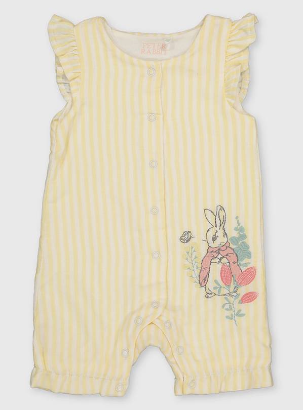 Buy Peter Rabbit Yellow Stripe Embroidered Romper - 3-6 months ...