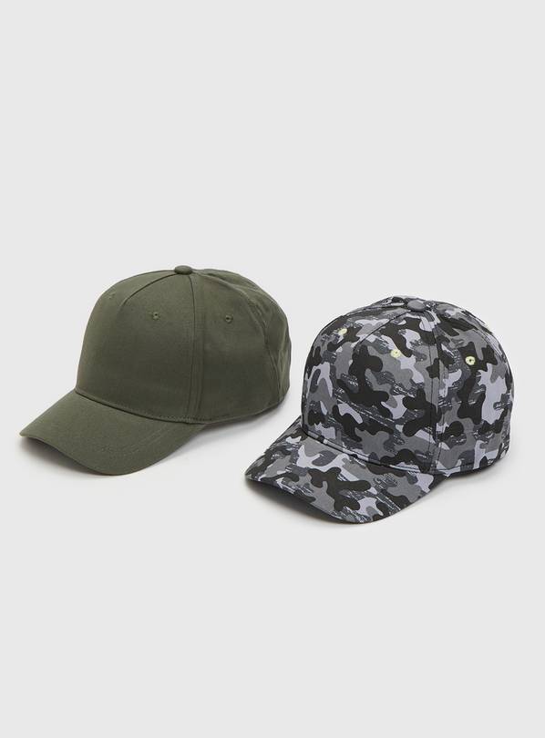 Buy Grey Camo & Khaki Caps 2 Pack 69 years Accessories Argos