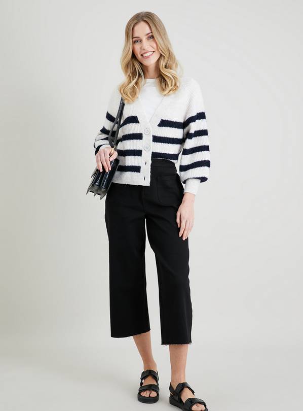 Striped wide discount leg cropped pants