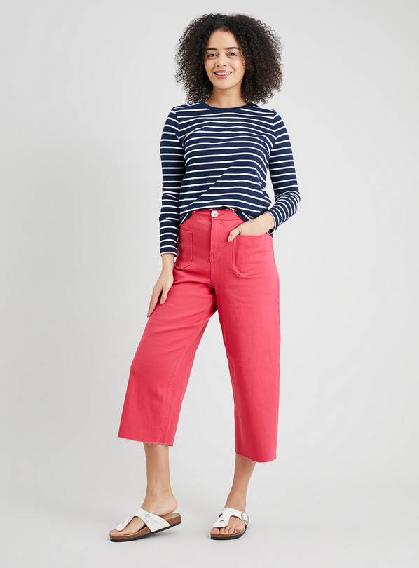 Pink Wide Leg Cropped Jeans - 8S