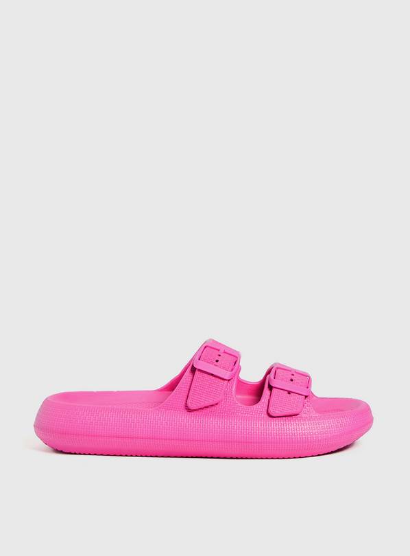 Buy Bright Pink Double Strap Chunky Pool Sliders - 8 | Sandals | Argos