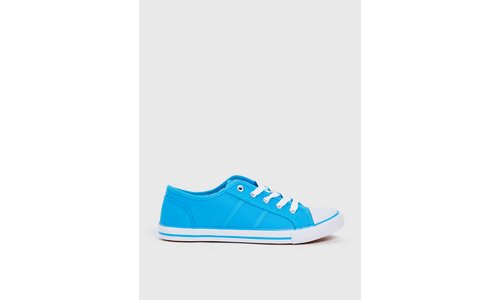 Bright Blue Eyelet Canvas Shoes - 4