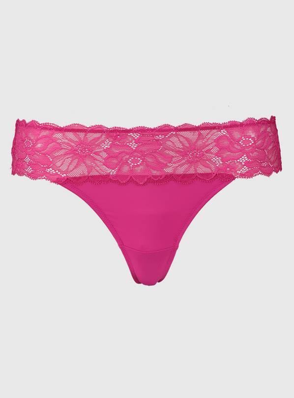 Pink Floral Lace Thong