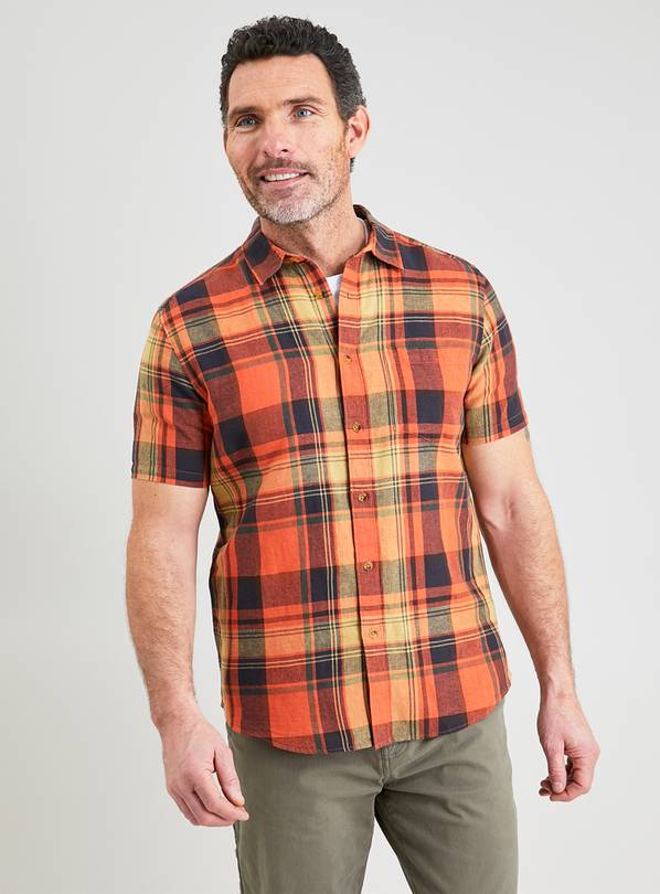 Buy Orange LinenRich Check Shirt XXXXL Shirts Argos