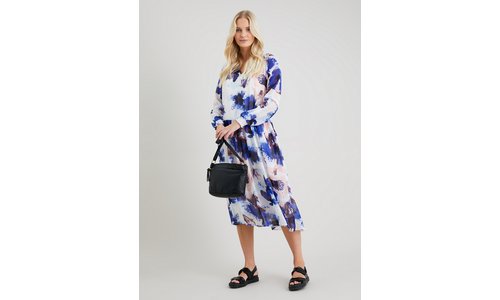 White Watercolour Floral Midi Dress - 10