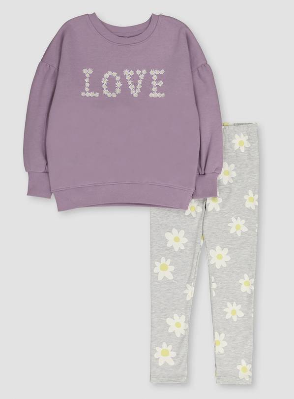 Pink Sweatshirt & Grey Leggings - 3 years