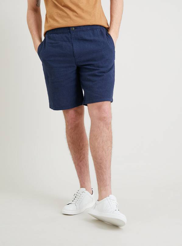 Navy Linen-Rich Shorts 34