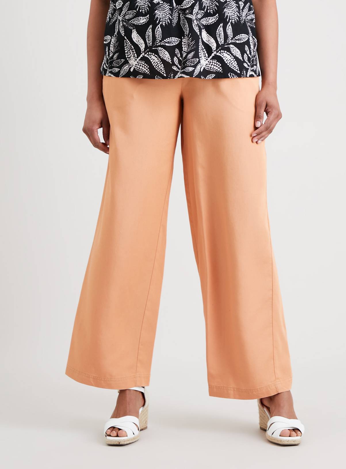 Peach Wide Leg Trousers With TENCEL™ Lyocell 22R - Image 1