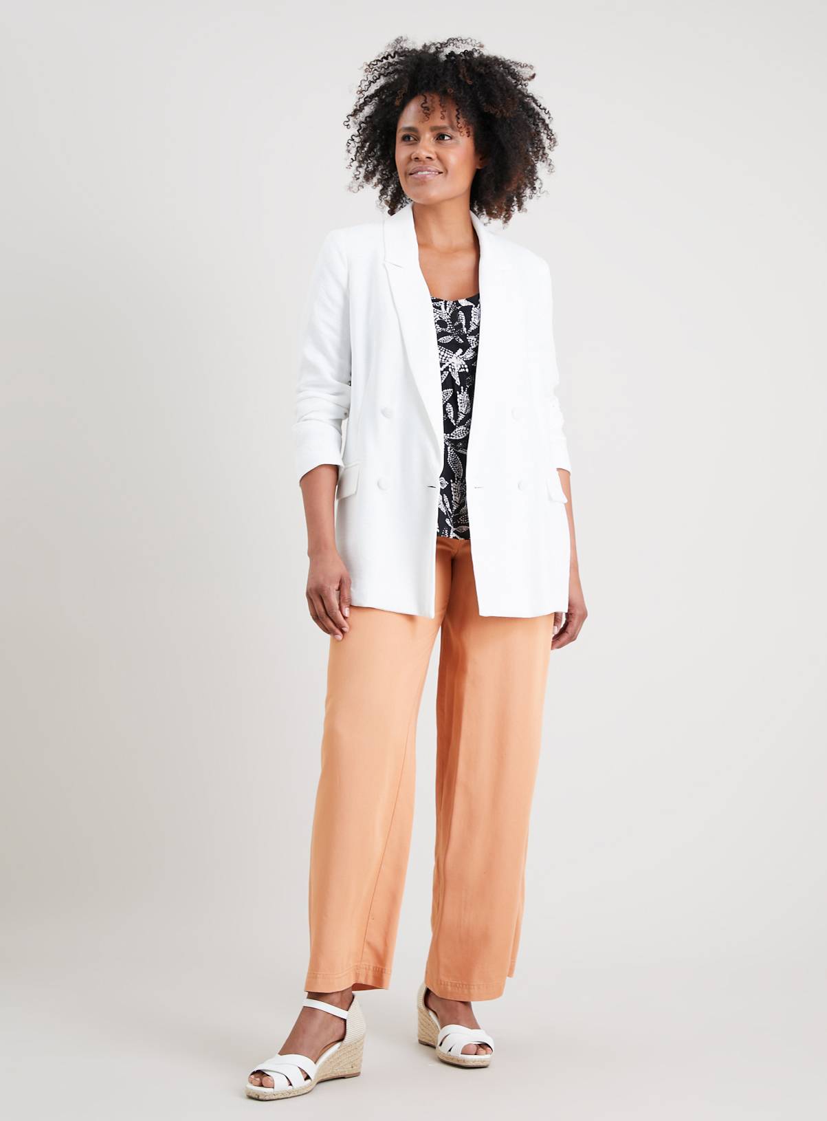 Peach Wide Leg Trousers With TENCEL™ Lyocell 22R - Image 2