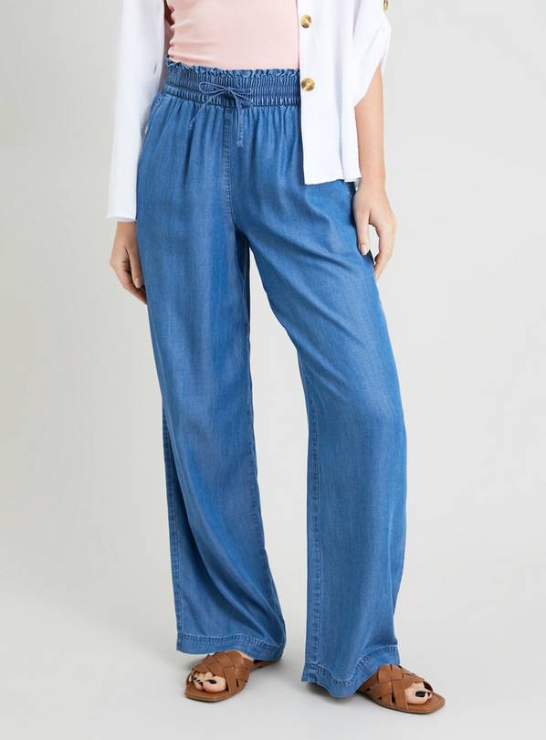 Buy Denim Blue Wide Leg Trousers With TENCEL™ Lyocell 10S