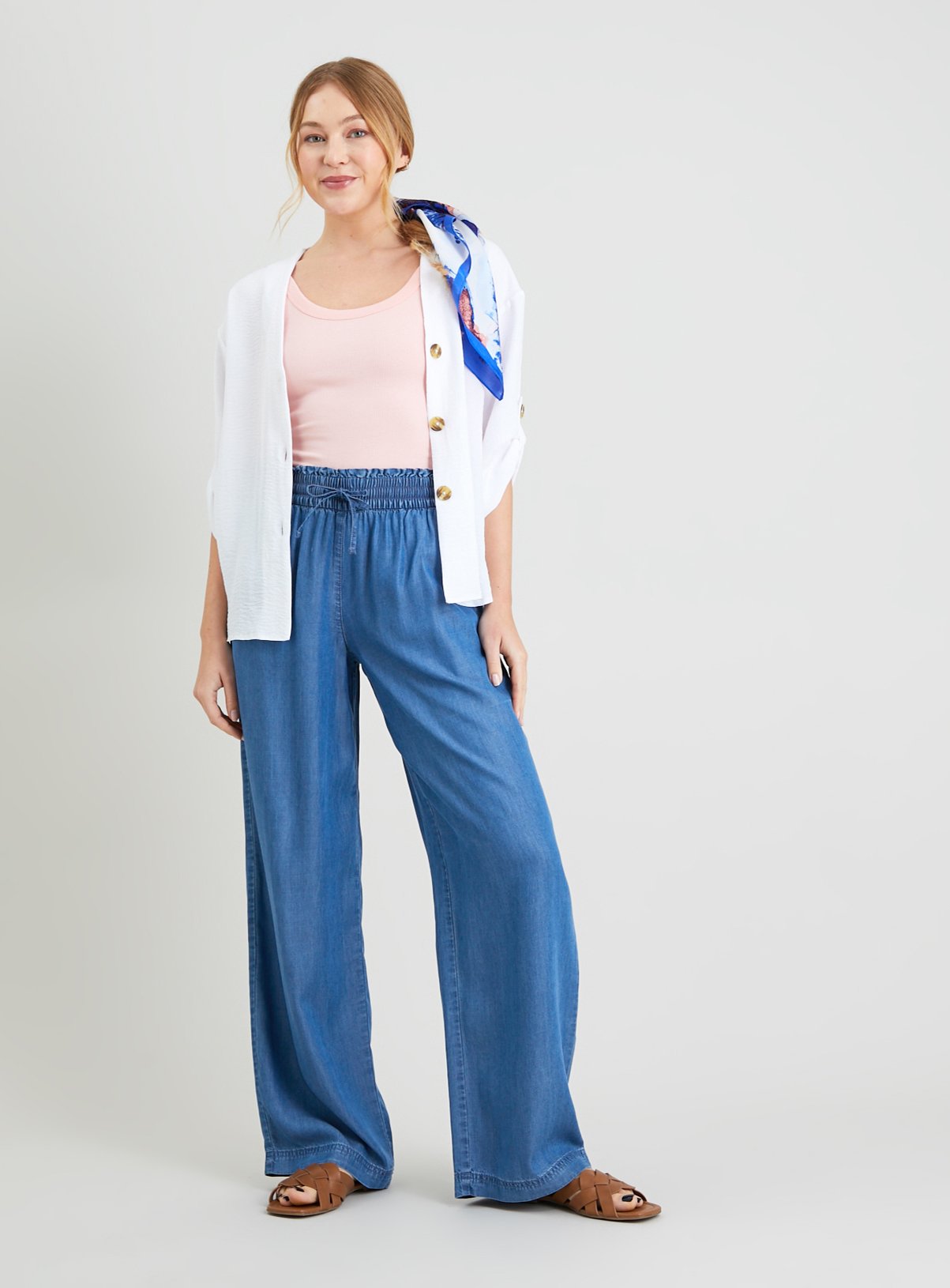Denim Blue Wide Leg Trousers With TENCEL™ Lyocell 20L - Image 2 thumbnail