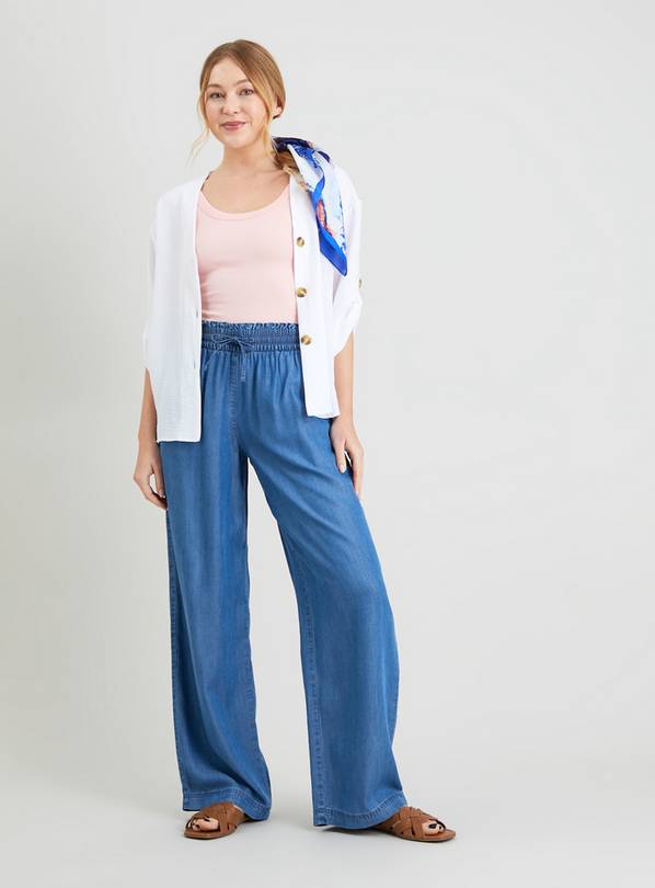 Womens Tencel Wide Leg Dress Pants