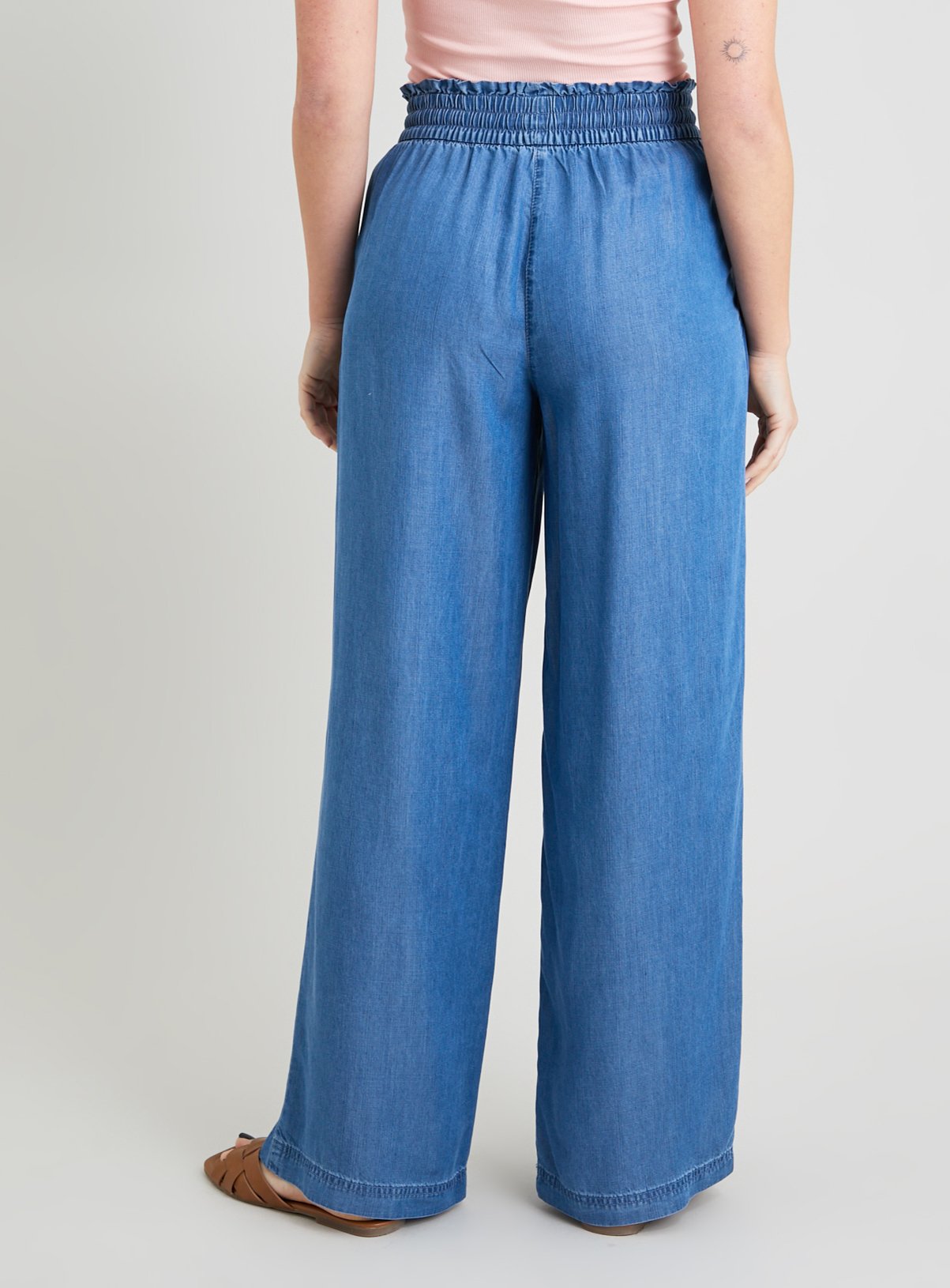 Denim Blue Wide Leg Trousers With TENCEL™ Lyocell 20L - Image 4 thumbnail