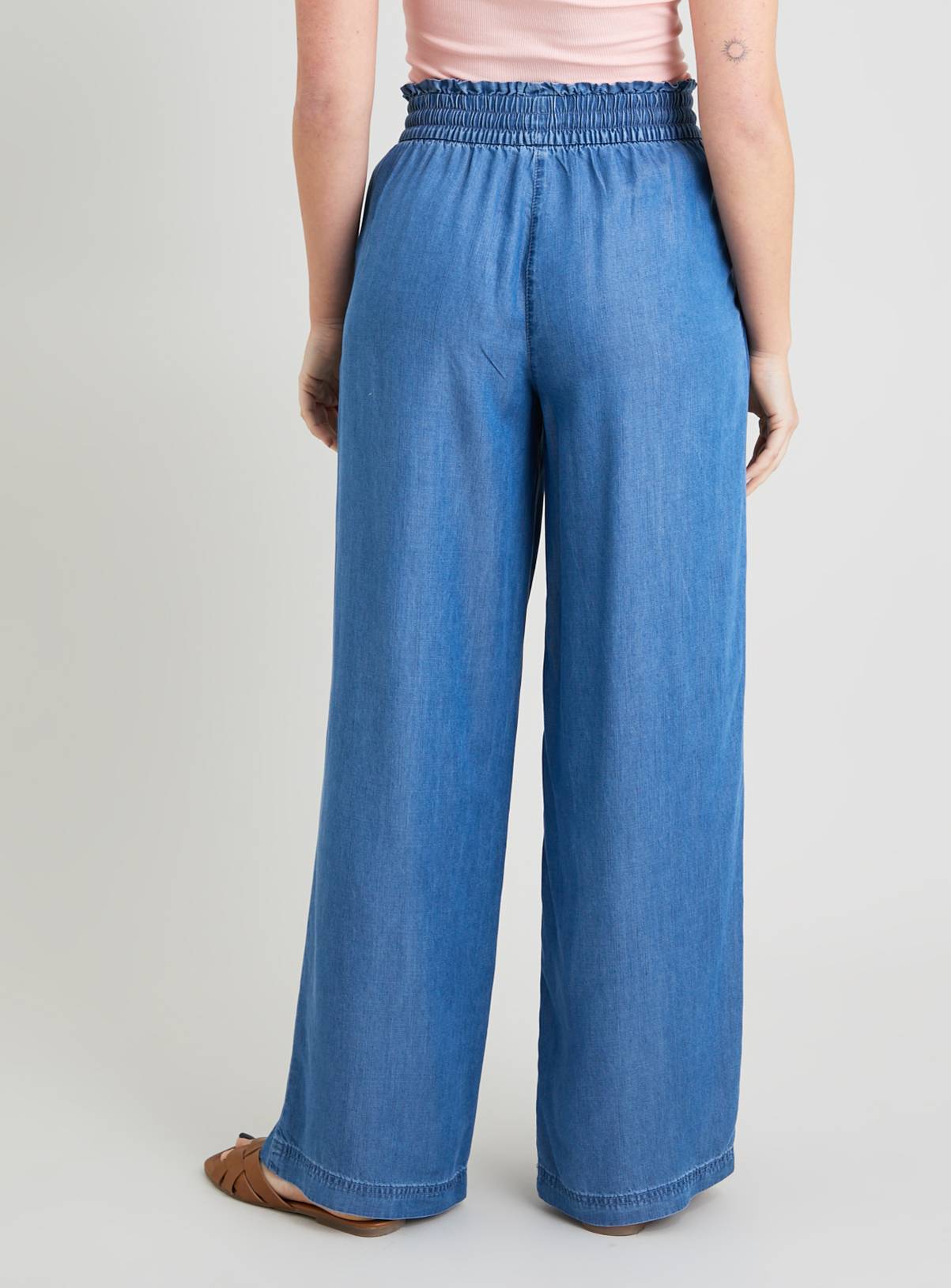 Denim Blue Wide Leg Trousers With TENCEL™ Lyocell 20L - Image 4