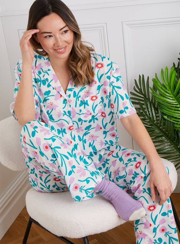 Buy HABITAT FOR Tu Cream Floral Print Woven Pyjamas - 8 | Pyjamas | Argos
