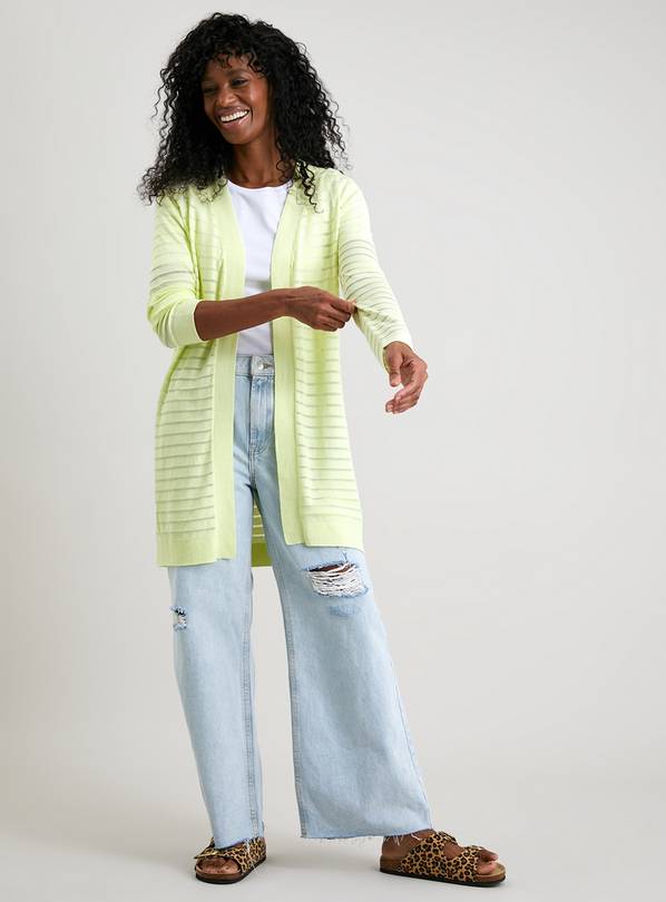 Buy Lime Green Sheer Stripe Longline Cardigan - 22 | Cardigans | Argos