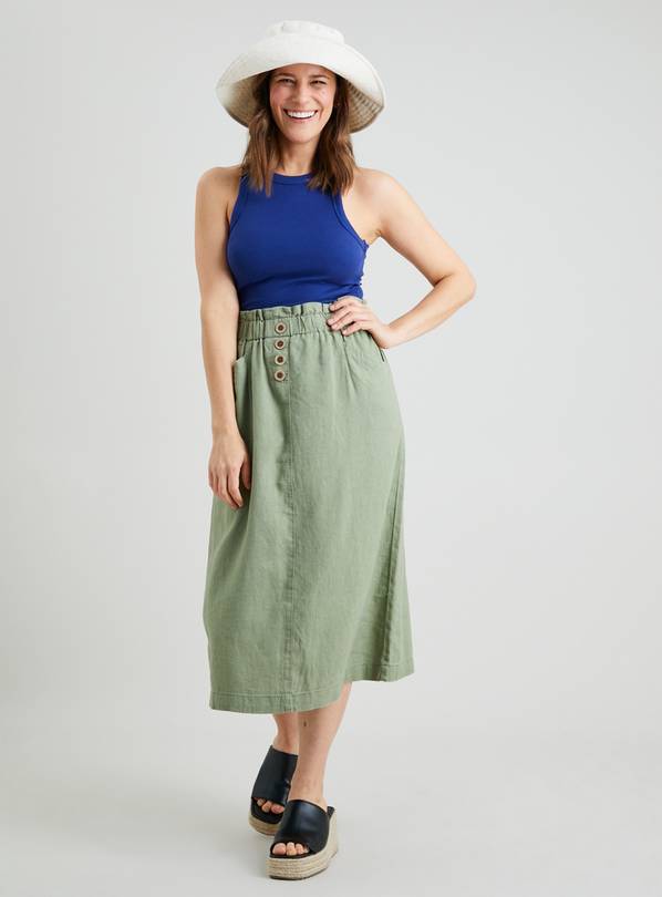 Linen 2024 skirt khaki