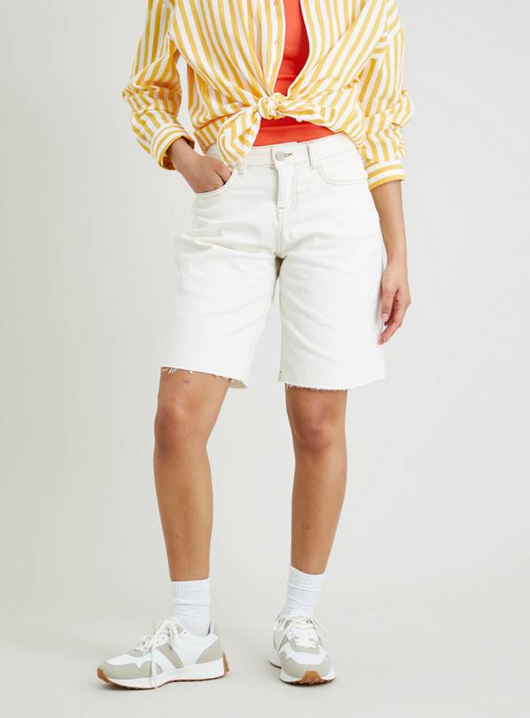 White denim deals bermuda shorts womens