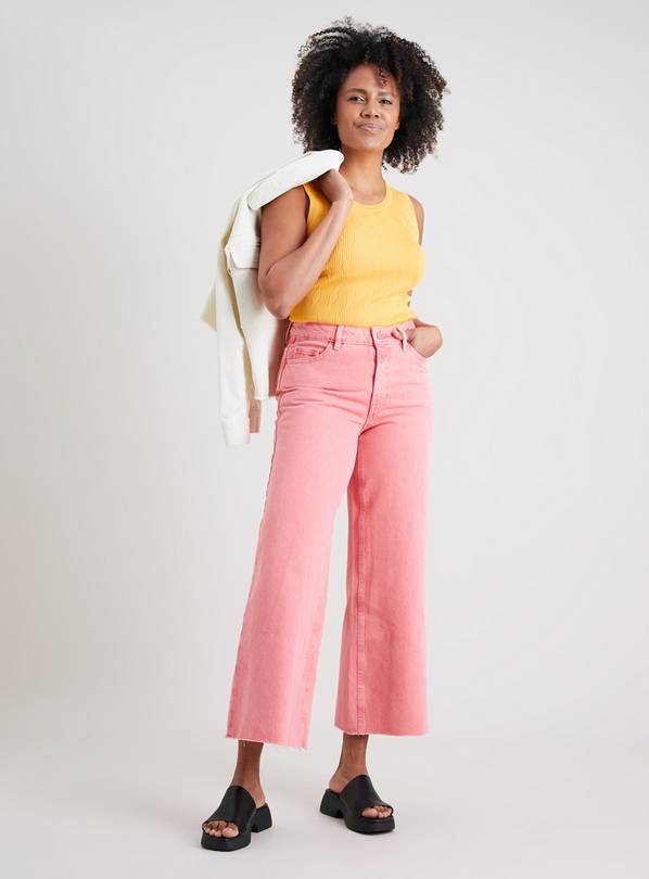 The Adriana High Waist Wide Leg Jean in Hot Pink • Impressions Online  Boutique