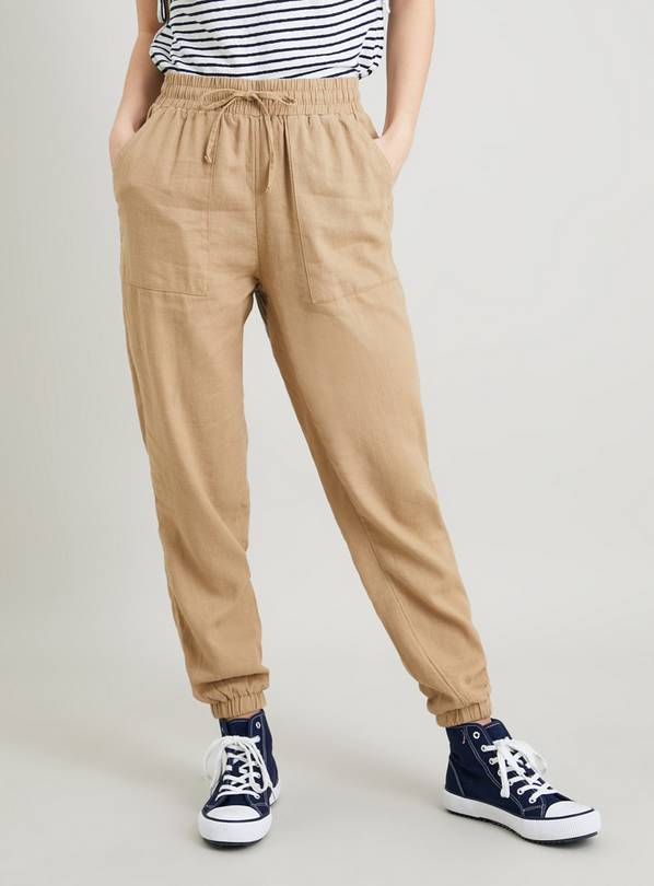 Buy Beige Linen Rich Joggers 16 Joggers Tu