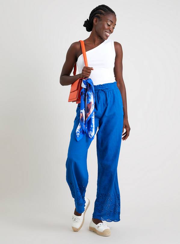 Cobalt blue hot sale wide leg trousers