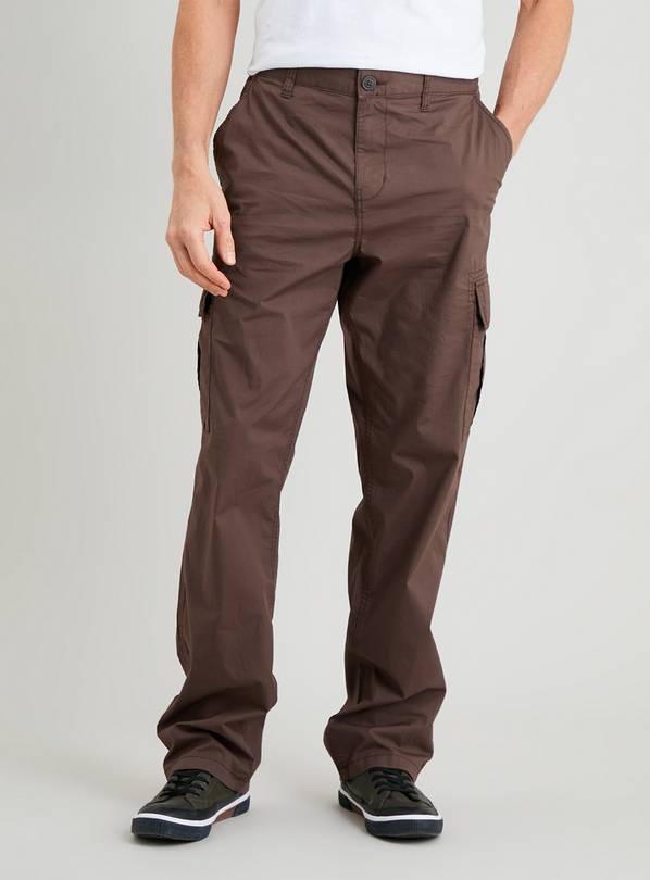 Buy Brown Loose Fit Cargo Trousers - 36L | Trousers | Argos