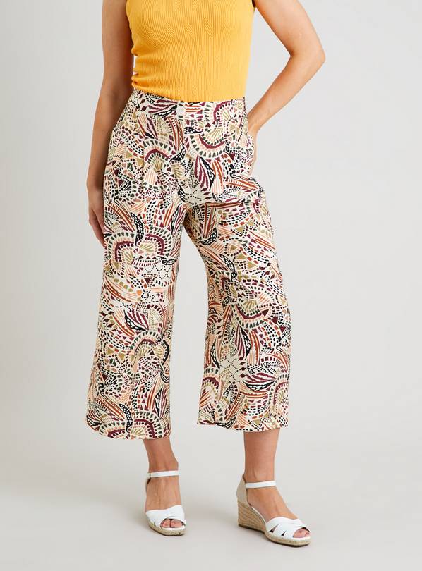 Buy Tribal Print Woven Cropped Wide Leg Trousers - 8L | Trousers | Argos