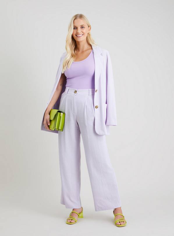 Buy Lilac Coord Wide Leg Trousers With Linen 12R Trousers Tu